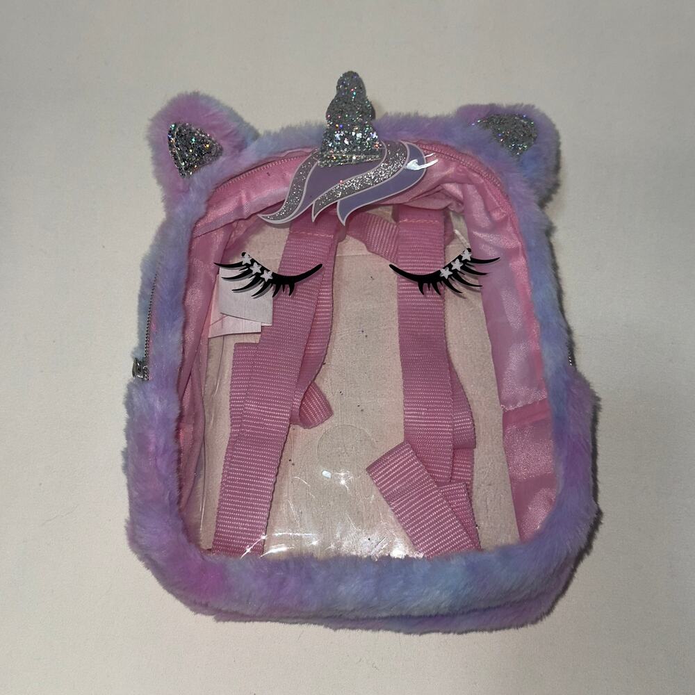 Unicorn clear pink/purple mini backpack